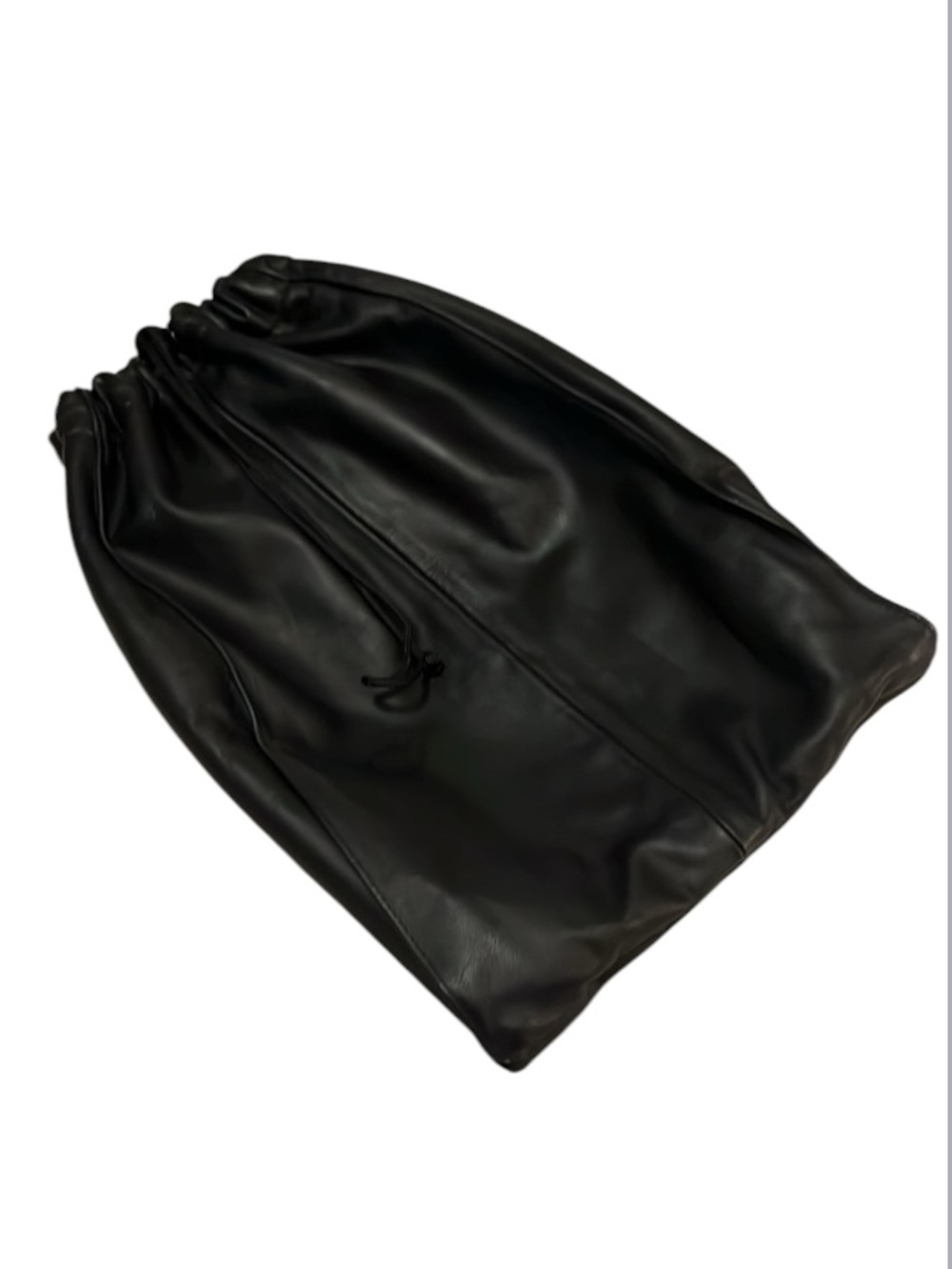 Black Leather Vintage Two Section Golf Shoe Storage Drawstring Travel Bag